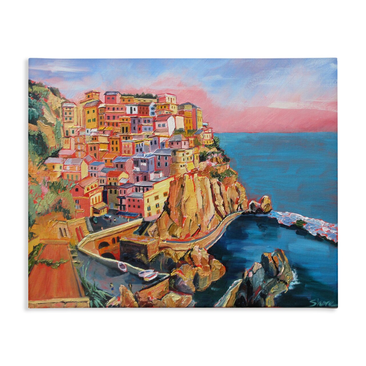 Stupell Industries Cinque Terre Seascape Architecture Canvas, design by Maxine Shore